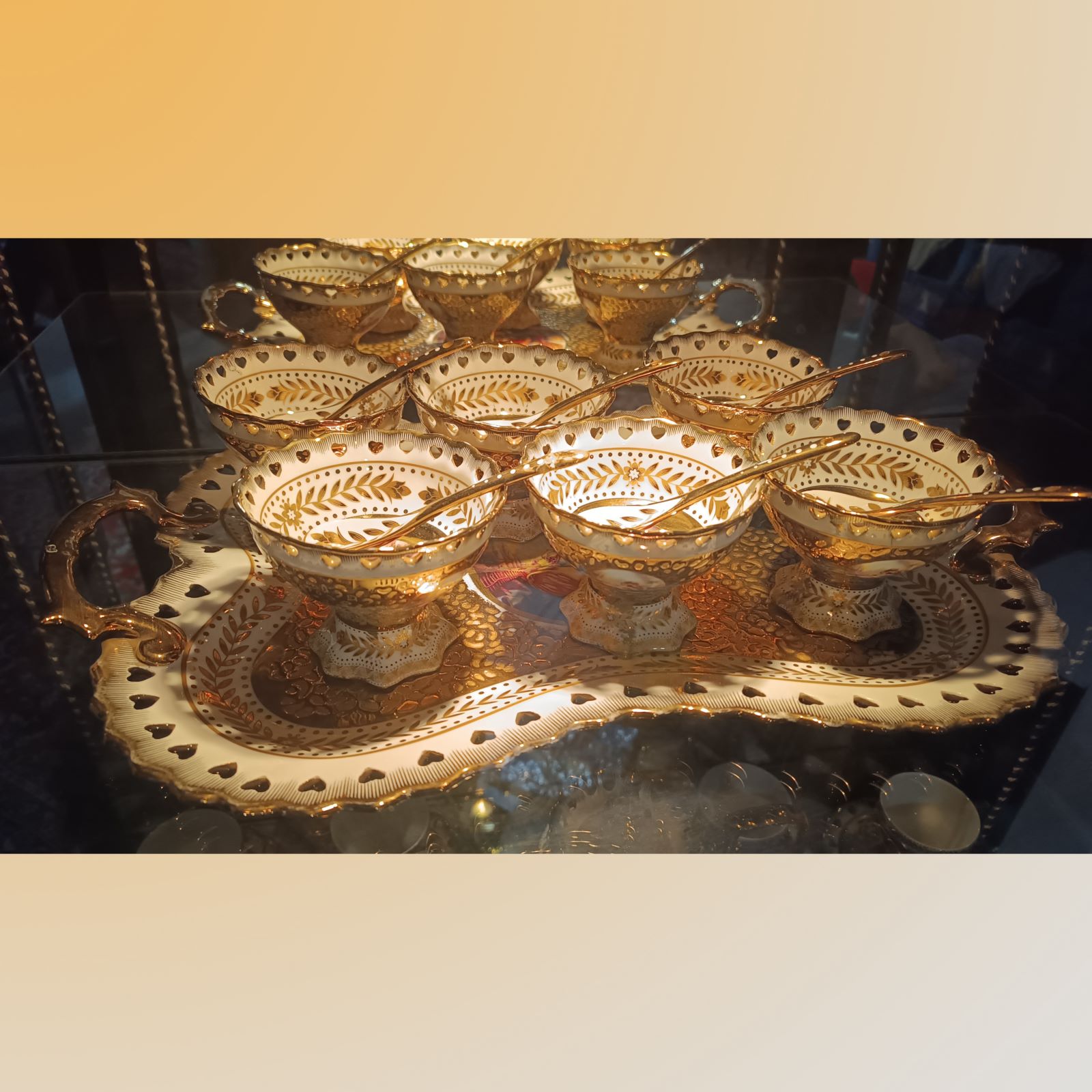 سرویس چینی تزیینی آب طلاکاری